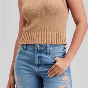 Tan Knit Sleeveless Top PXL